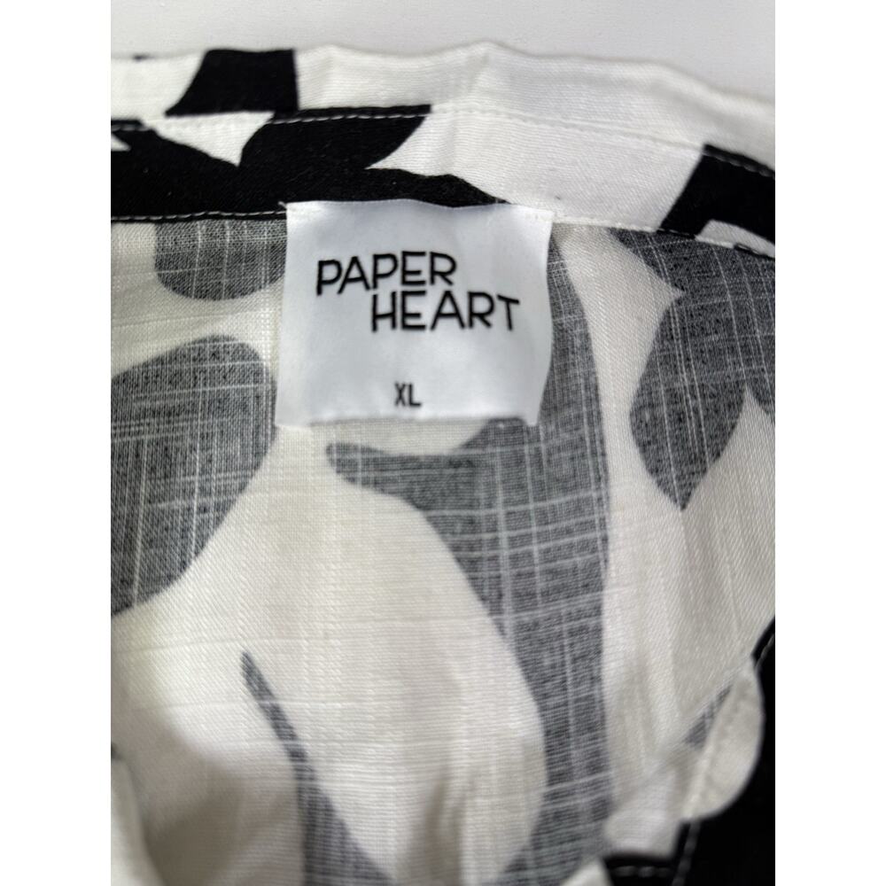 ANTHROPOLOGIE Paper Heart Black and Cream Patterned Linen Shirt XL - Picture 4 of 7
